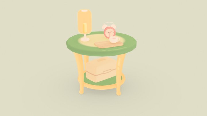 Cute stylized Bedside Table - low poly 3D Model