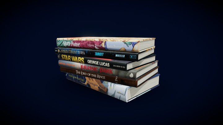 Fantasy Books low polygonal - collection N1 3D Model