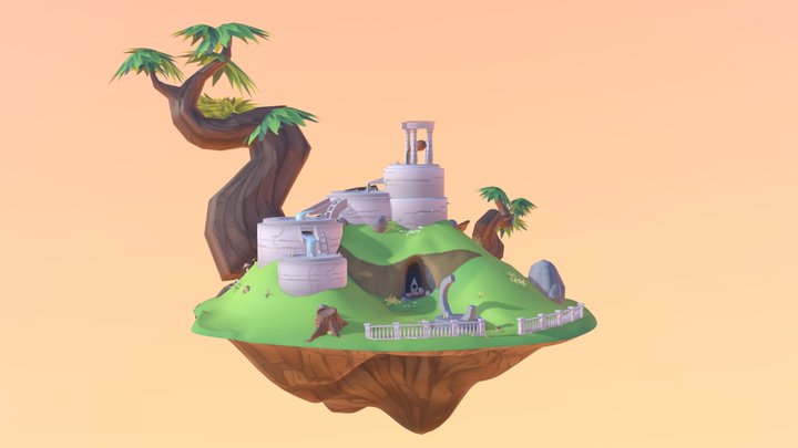 Floating Island Diorama 3D Model