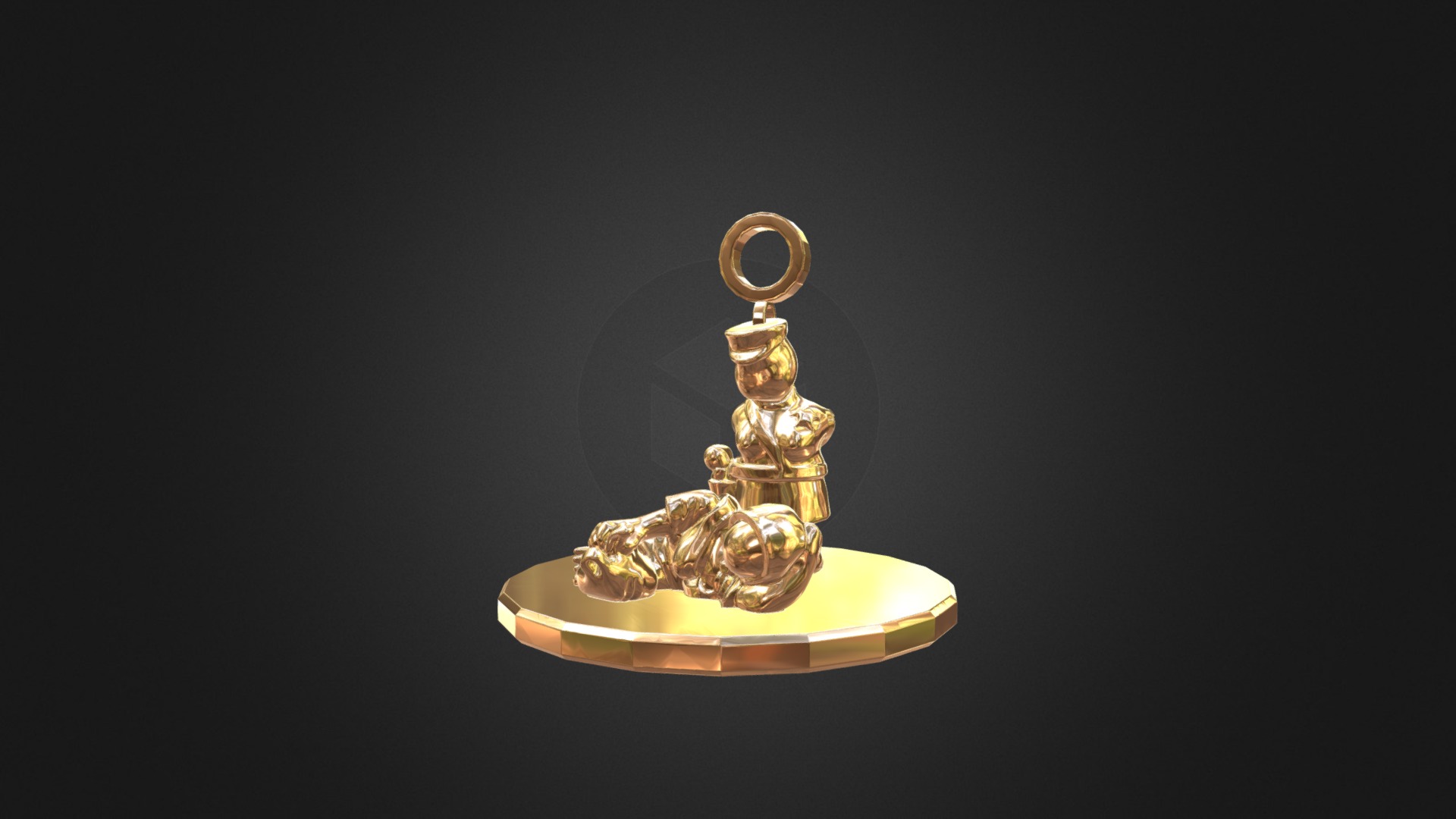 3D model New York City Sculpture Keychain - This is a 3D model of the New York City Sculpture Keychain. The 3D model is about a gold and silver statue.