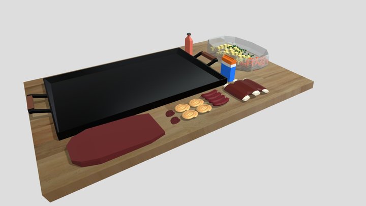 Asado Argentino Low poly 3D Model