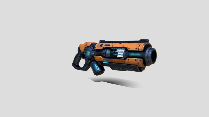 Orange futuristic sci fi energy blaster 3D Model