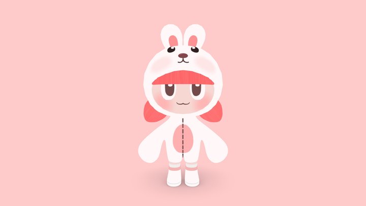 Girl with Bunny Suit🐰 3D Model