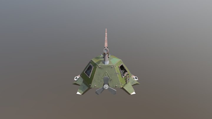 Textured Turtle Submarine 3D Model