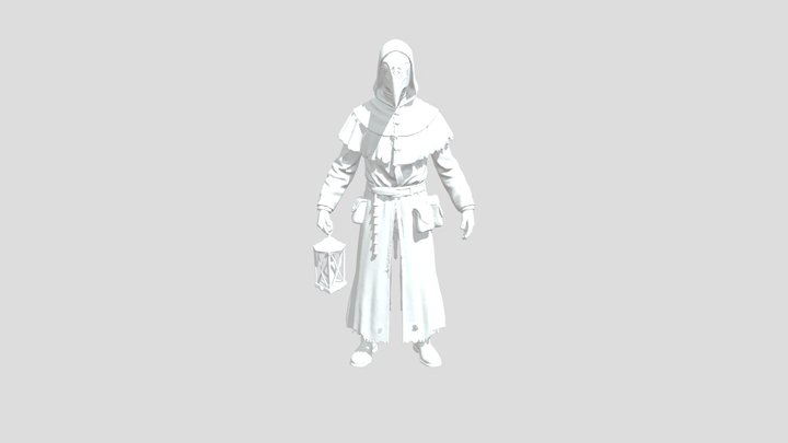 Plague Doctor with Lantern 3D Model