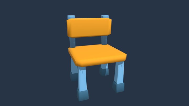 Cartoon School chair 3D Model