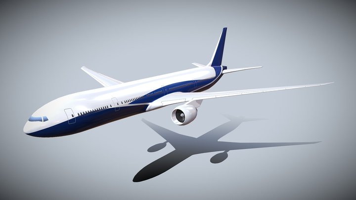 Boeing 777-300ER commercial airliner 3D Model