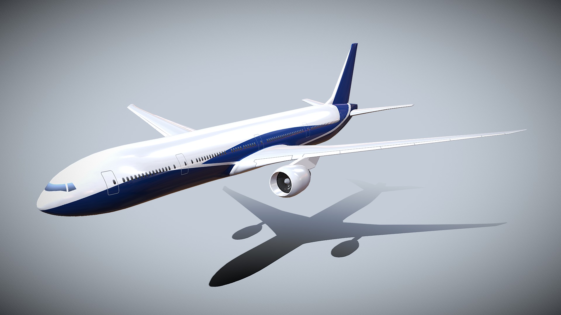 3D model Boeing 777-300ER commercial airliner - This is a 3D model of the Boeing 777-300ER commercial airliner. The 3D model is about a white airplane flying in the sky.
