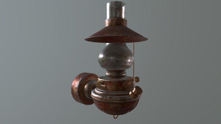 Old oil lamp 3D Model