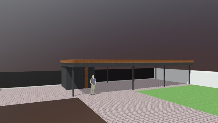 Навес 15*7 плоский 3D Model