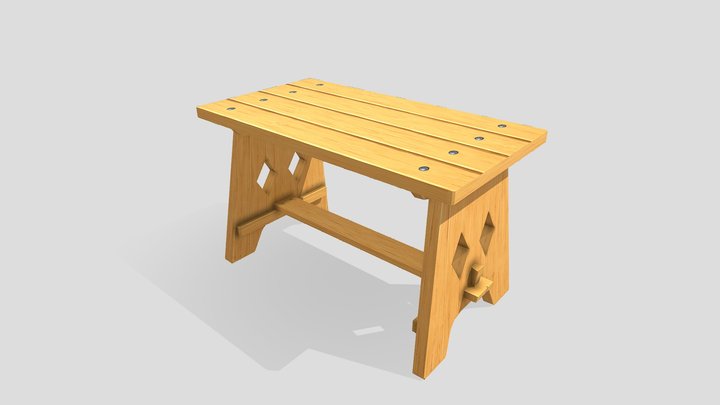 Stylized Medieval Wooden Table | Low Poly