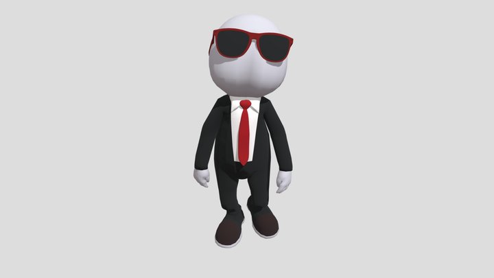 Stickman Agent Character 3D Model
