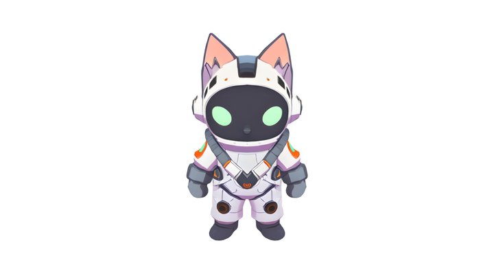 cat character in a spacesuit 3D Model