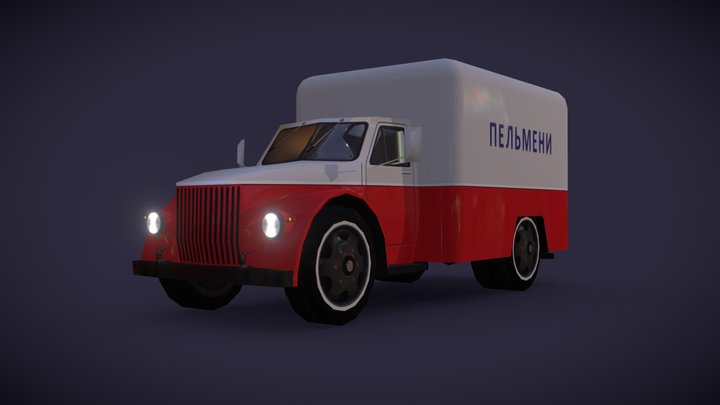 Pelmeshka — Low Poly Food Delivery Truck 3D Model