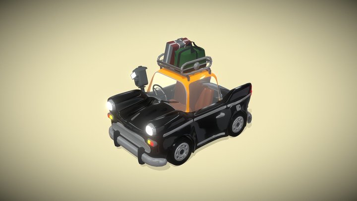 Indian taxi / Mumbai taxi toon style 3D Model