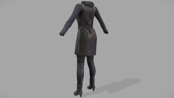 Female Apocalyptic Dystopian Urban Sci-Fi Outfit 3D Model