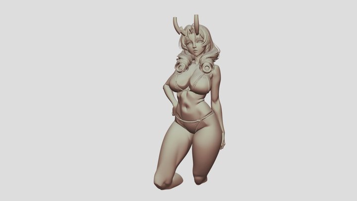 Mujer Con Bikini Negro 3D Model