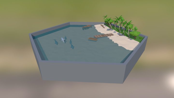 Hex_Beach Scene 3D Model
