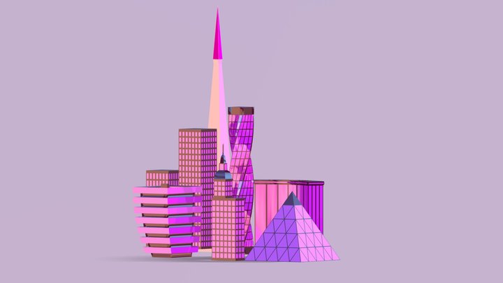 Vaporwave city 3D Model