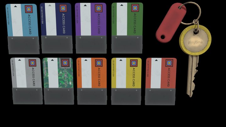 Poppy Playtime 4 key and keycards 3D Model