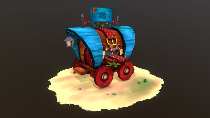 Hand Painted Cart 3D Model