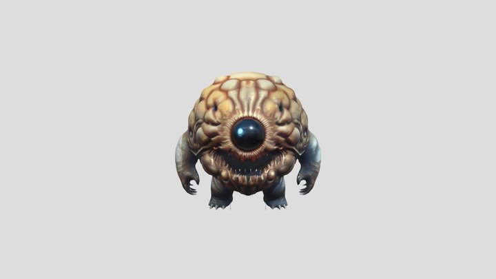 grotesque creature with one large eye 3D Model