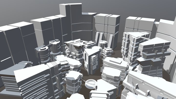 Cyberpunk Style Small City 3D Model