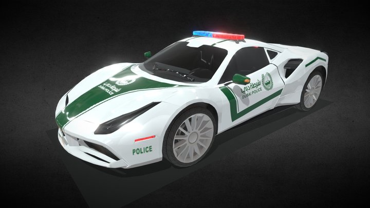 Gulf Police Car (Game Ready) 3D Model