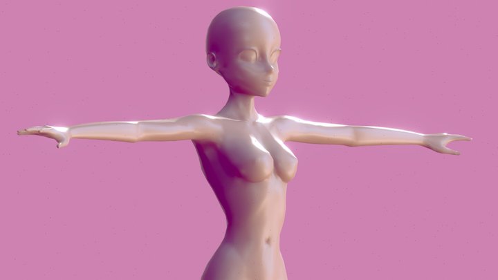 Anime girl model T-pose base FREE 3D Model
