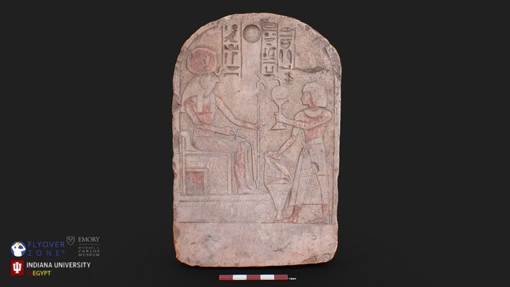3D rendering of Stele of Nehemya, offering to Re-Horakhty