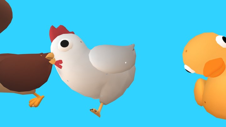 Cartoon Chicken Duck Package 3D Model