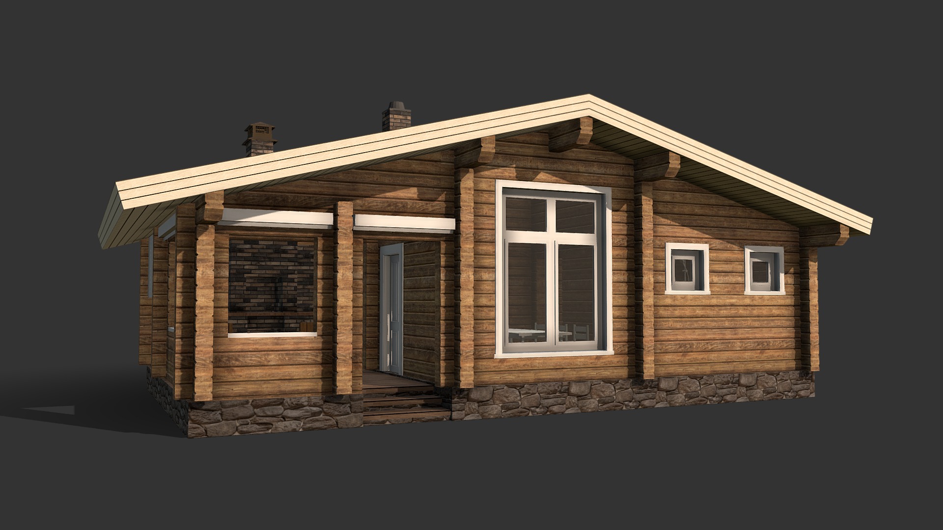 3D model Баня_ - This is a 3D model of the Баня_. The 3D model is about a brick house with a garage.