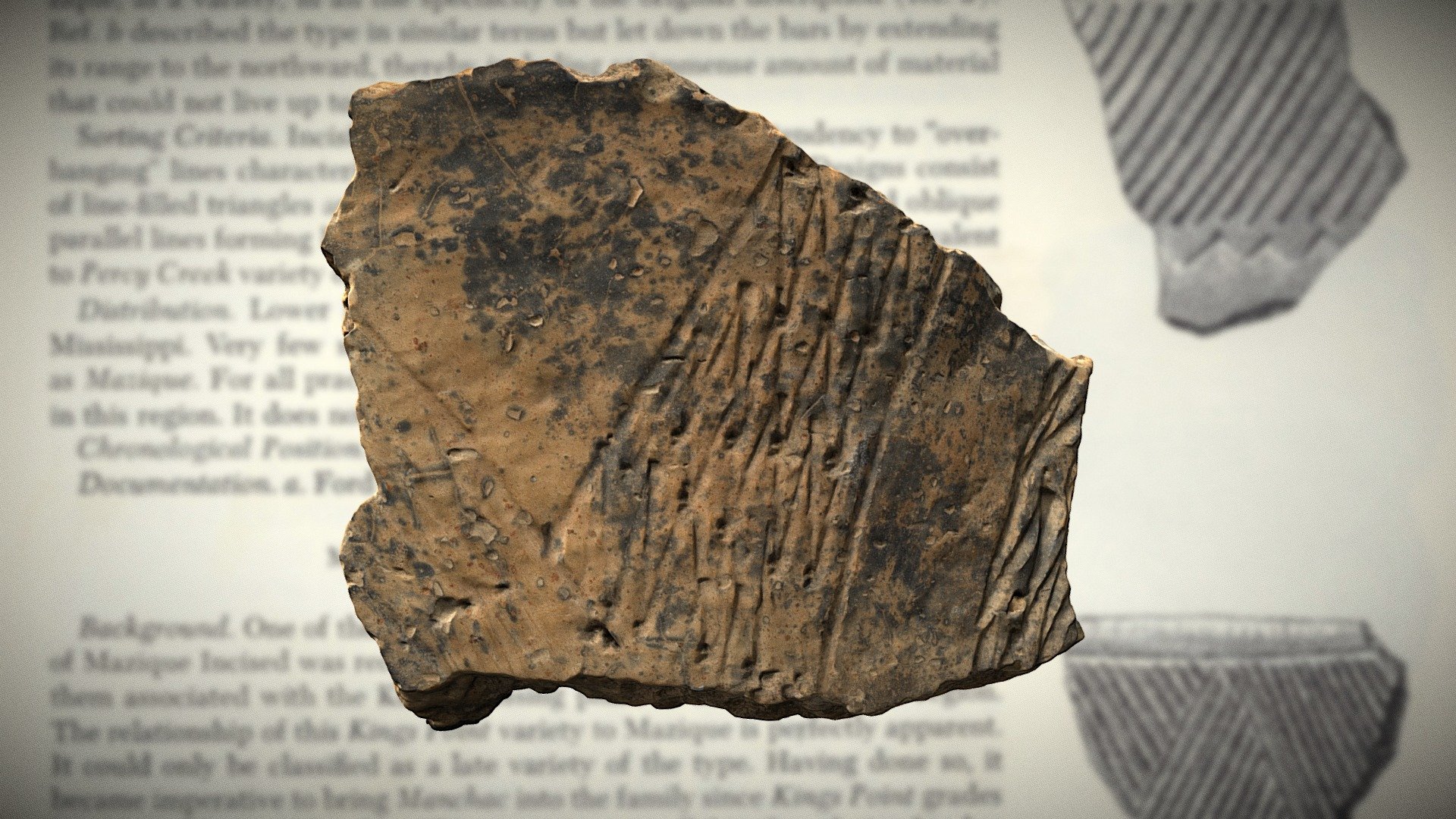 Snake Motif Incised Pottery Fragment
