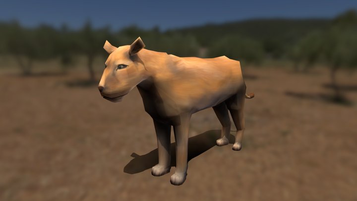 獅子Lioness low poly 3D Model