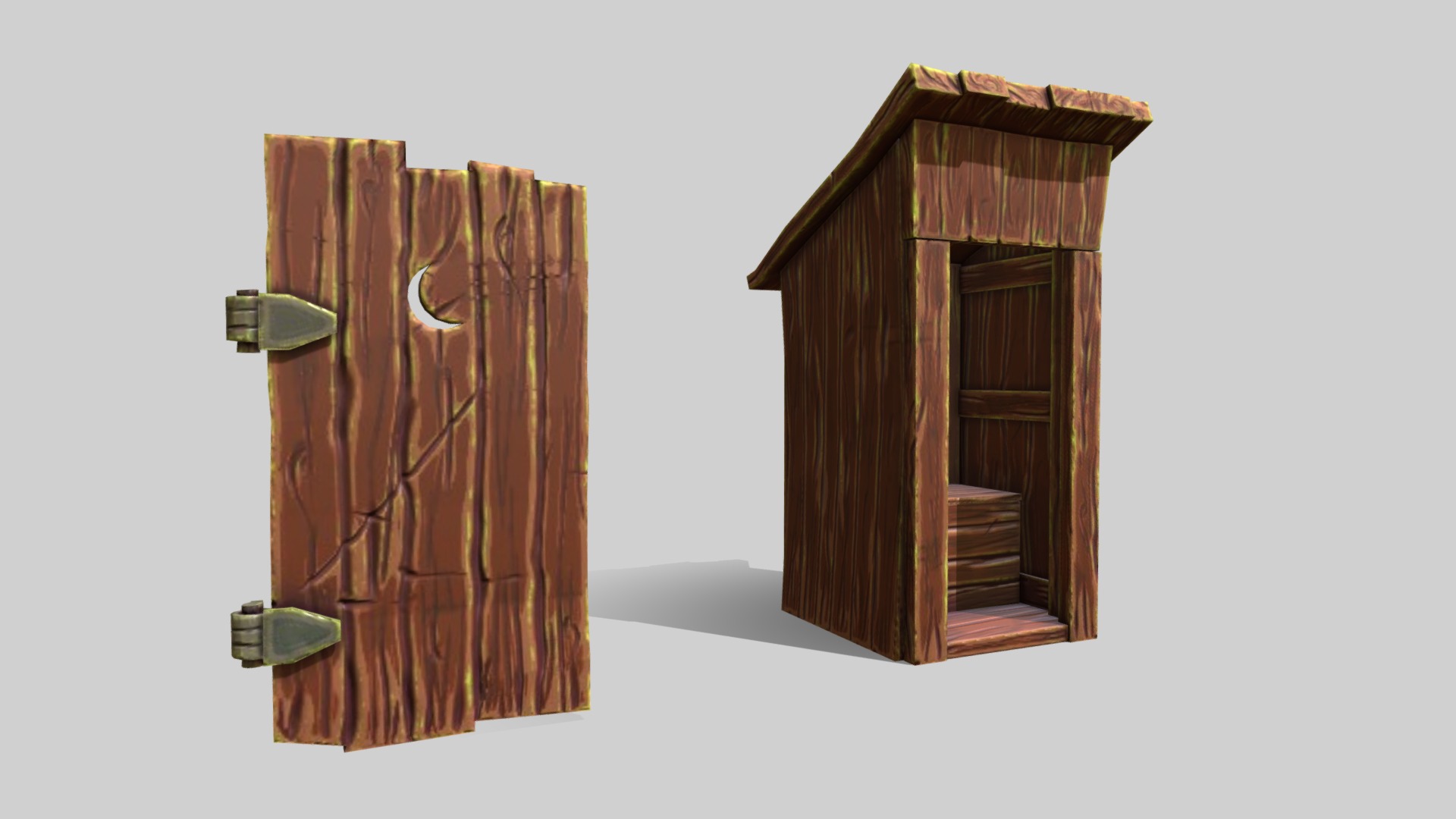 3D model Outhouse – Stylized Game Asset - This is a 3D model of the Outhouse - Stylized Game Asset. The 3D model is about a wooden birdhouse with a birdhouse.