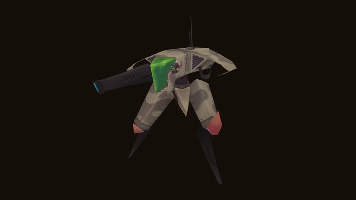 Low-poly Mech "Desert Jumper" 3D Model