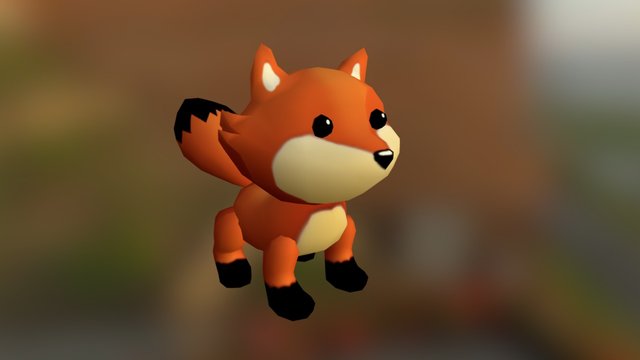 Low Poly Cute Fox 3D Model