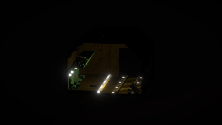 Abandoned Train Station (Voxel) 3D Model