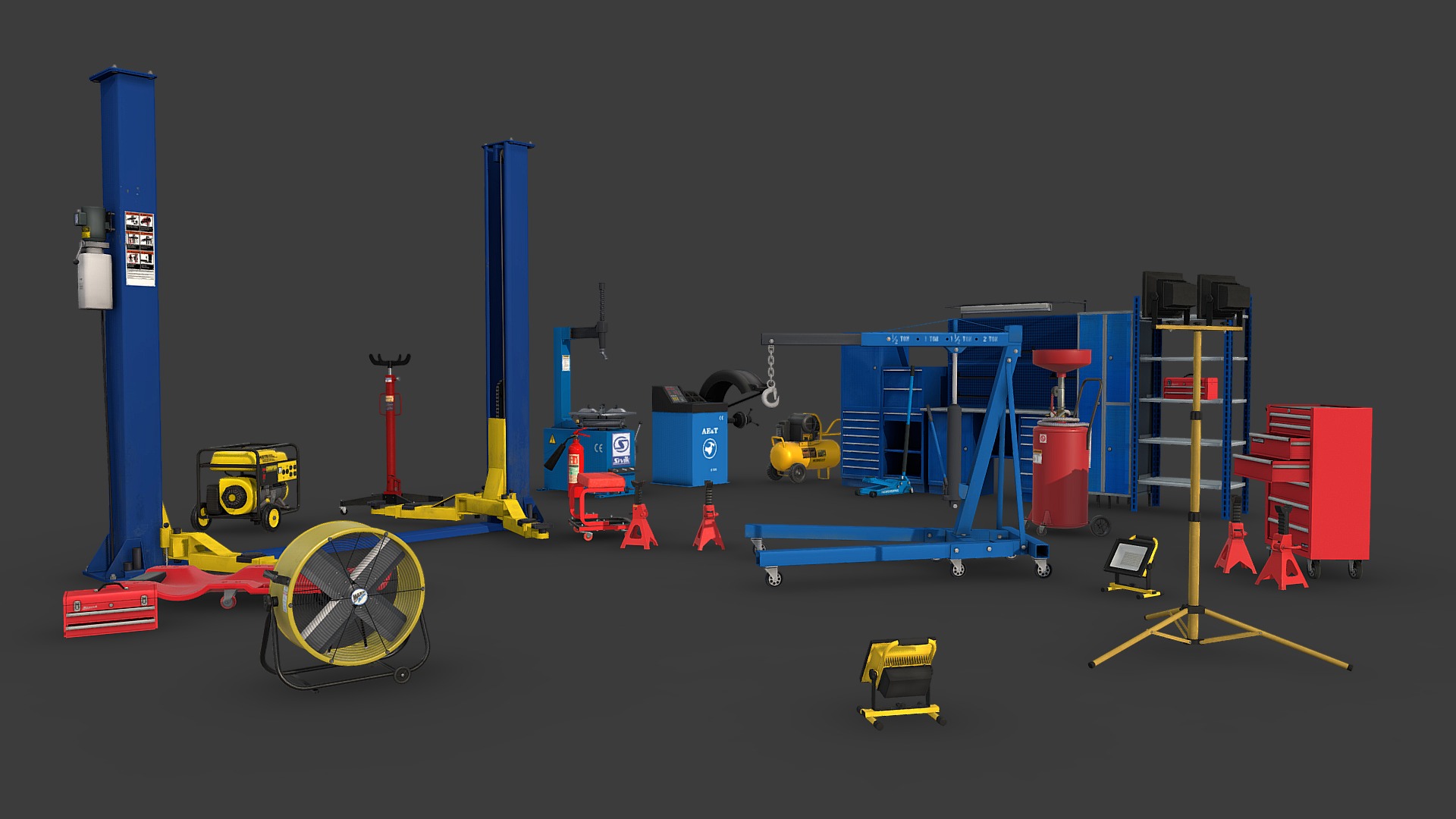 3D model Autoservice Props Pack - This is a 3D model of the Autoservice Props Pack. The 3D model is about diagram, engineering drawing.