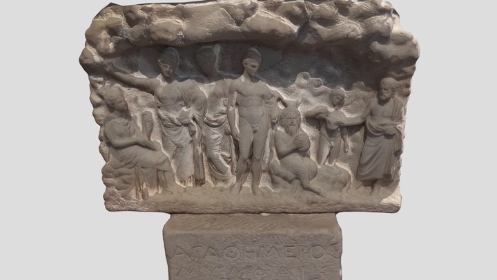 Sculptured marble  with Satyrs 3D Model