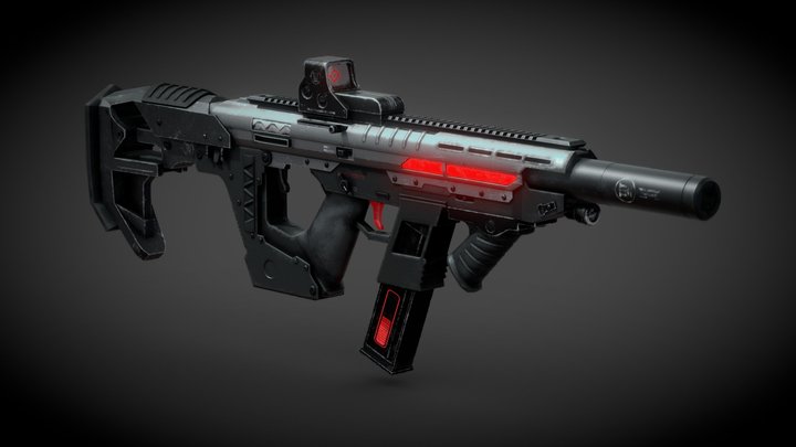 Realistic - Futuristic Assault Rifle 3D Model