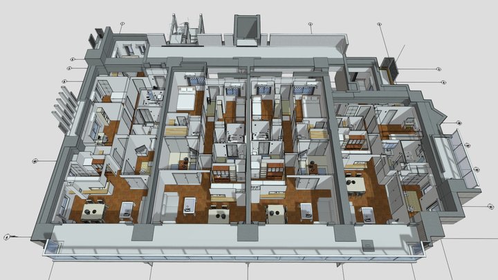 apartment 1  2～6 Floor in japan 3D Model