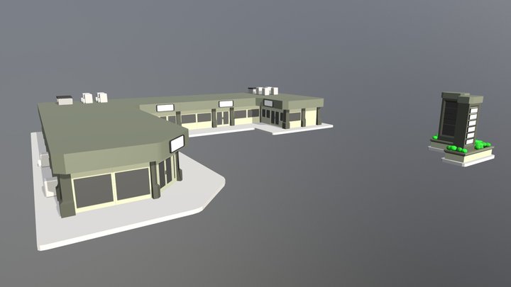 Strip Mall 3D Model