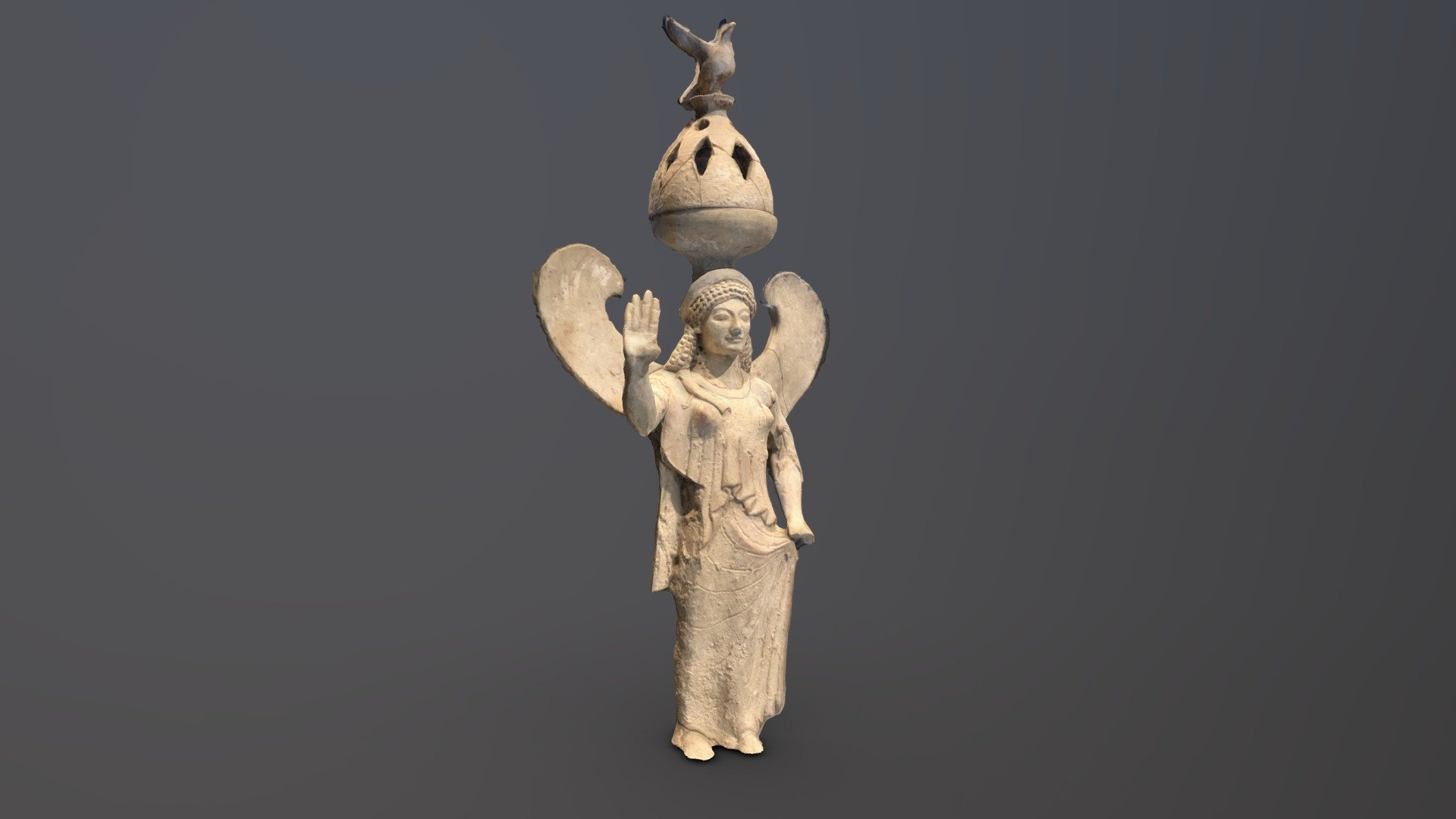 Stone Statue with wings and bird Scan