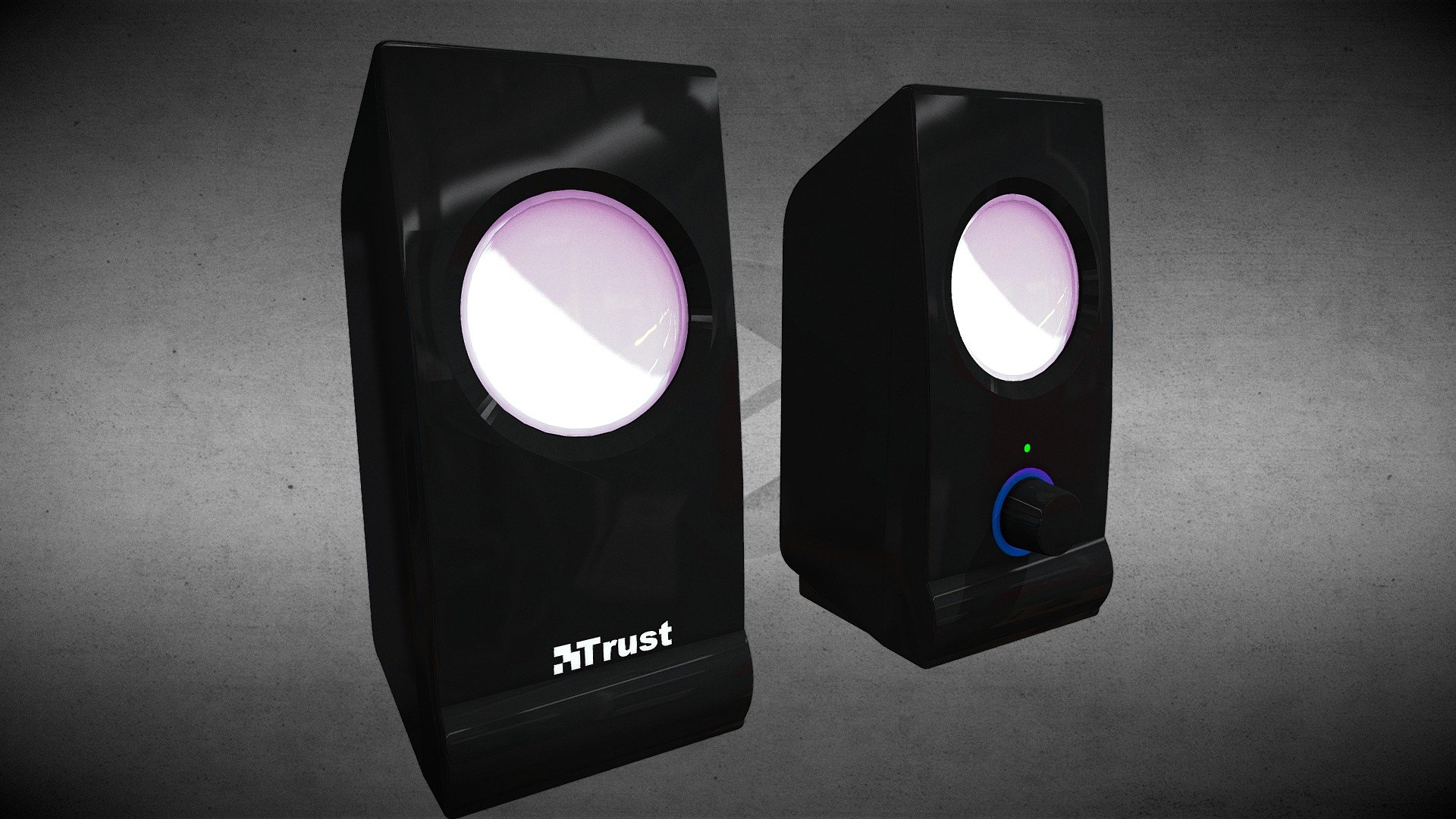 PC speaker Trust — Sketchfab embed 3D viewer