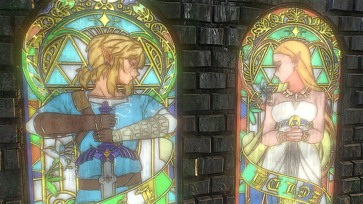 Legend of Zelda - Zelda & Link Stained glass 3D Model