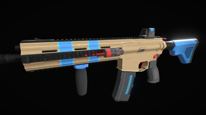 Sci-Fi Assault Rifle 3D Model