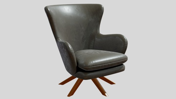 Crate&Barrel Powell Leather Armchair 3D Model