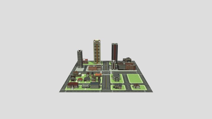 City Layout low poly 3D Model