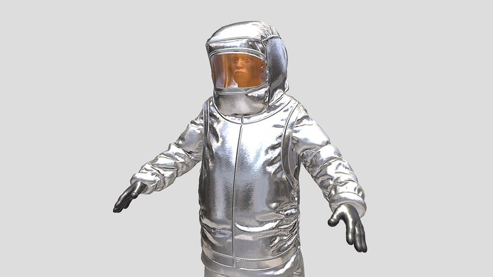 Firefighter in Aluminized Flame Proof Suit 3D Model